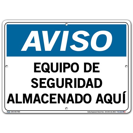 Vestil Aluminum Sign, 10-1/2" Height, 14-1/2" Width, Aluminum, Rectangle, Spanish SI-N-45-C-AL-080-S